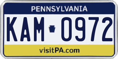 PA license plate KAM0972