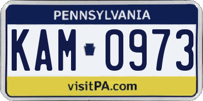 PA license plate KAM0973