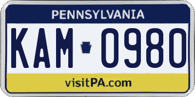 PA license plate KAM0980