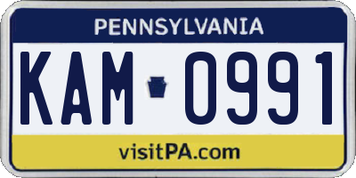 PA license plate KAM0991