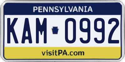 PA license plate KAM0992