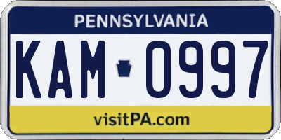 PA license plate KAM0997