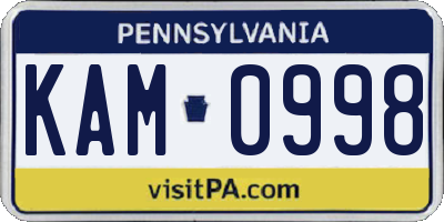 PA license plate KAM0998