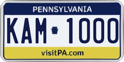 PA license plate KAM1000