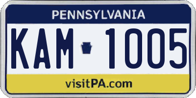 PA license plate KAM1005