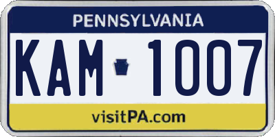 PA license plate KAM1007