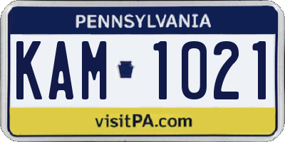 PA license plate KAM1021