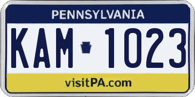 PA license plate KAM1023
