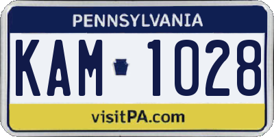 PA license plate KAM1028