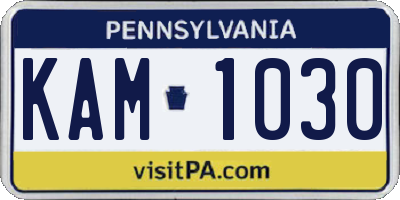 PA license plate KAM1030