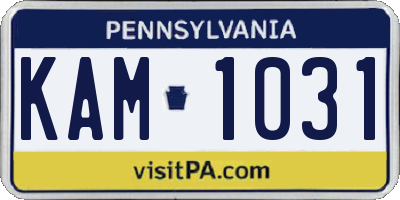 PA license plate KAM1031