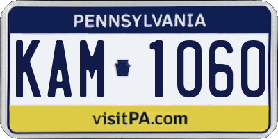 PA license plate KAM1060