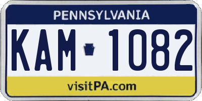 PA license plate KAM1082