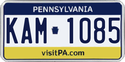 PA license plate KAM1085