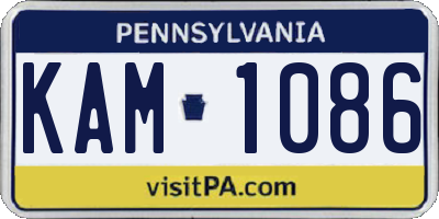 PA license plate KAM1086