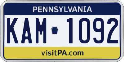 PA license plate KAM1092