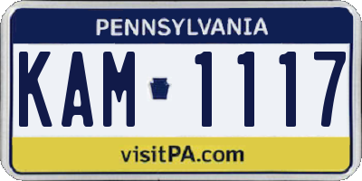 PA license plate KAM1117
