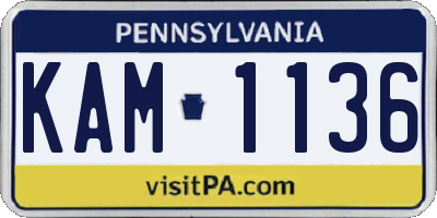 PA license plate KAM1136