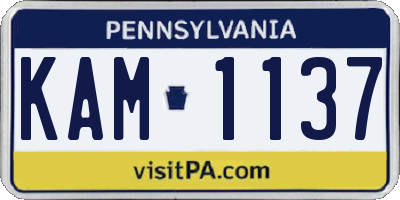 PA license plate KAM1137