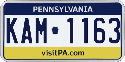 PA license plate KAM1163