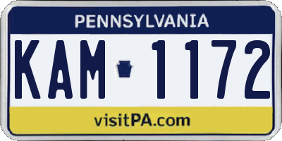 PA license plate KAM1172