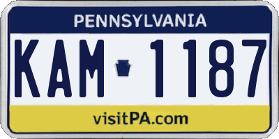 PA license plate KAM1187