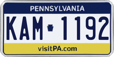 PA license plate KAM1192