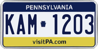 PA license plate KAM1203