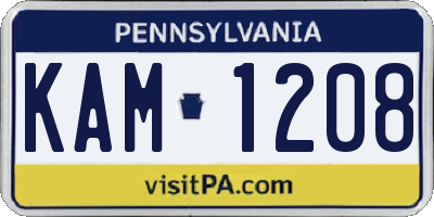 PA license plate KAM1208