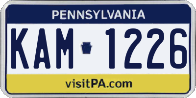 PA license plate KAM1226