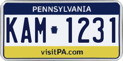 PA license plate KAM1231