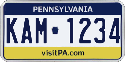 PA license plate KAM1234