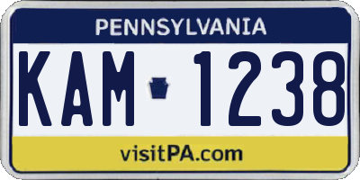 PA license plate KAM1238