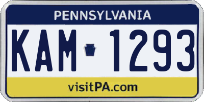 PA license plate KAM1293