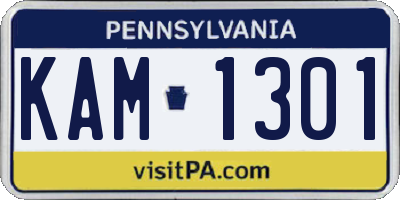 PA license plate KAM1301