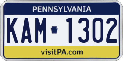 PA license plate KAM1302
