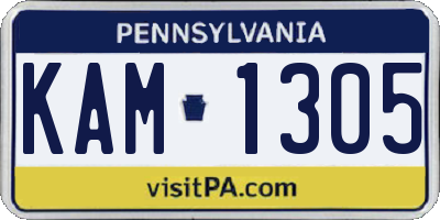 PA license plate KAM1305
