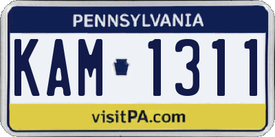 PA license plate KAM1311