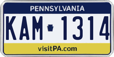 PA license plate KAM1314