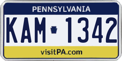 PA license plate KAM1342