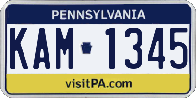 PA license plate KAM1345