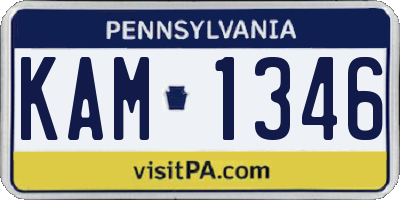 PA license plate KAM1346