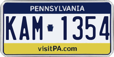 PA license plate KAM1354