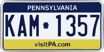 PA license plate KAM1357