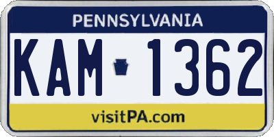 PA license plate KAM1362
