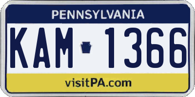 PA license plate KAM1366
