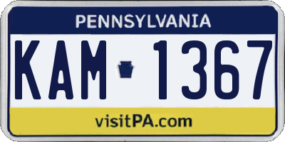 PA license plate KAM1367