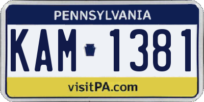 PA license plate KAM1381
