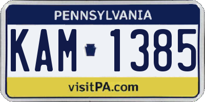 PA license plate KAM1385