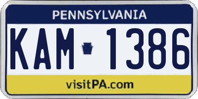 PA license plate KAM1386